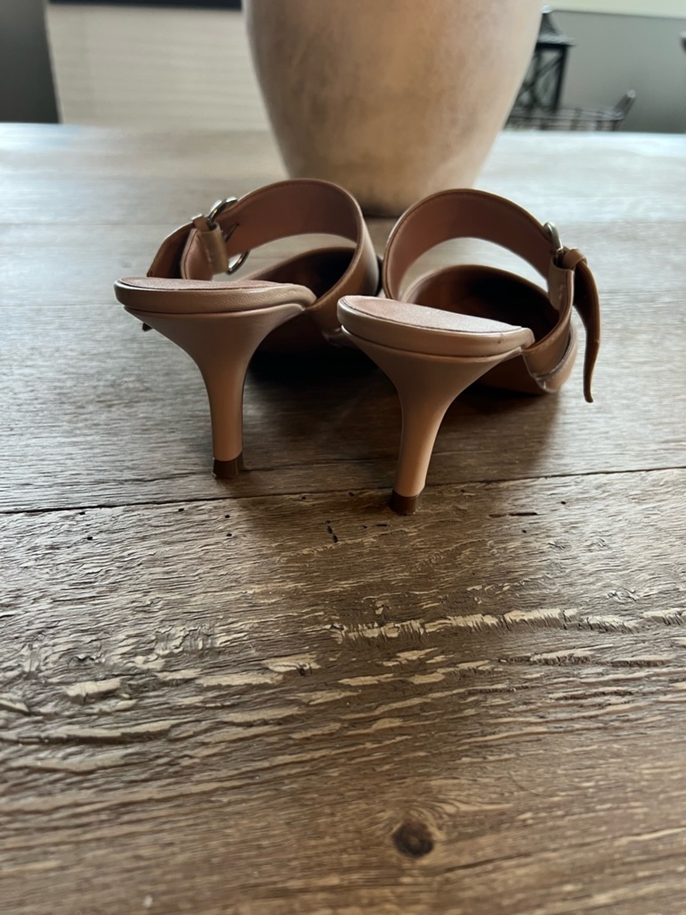 Paolo Blush Beige Pointed-Toe Buckle Mules - Picture 3 of 9